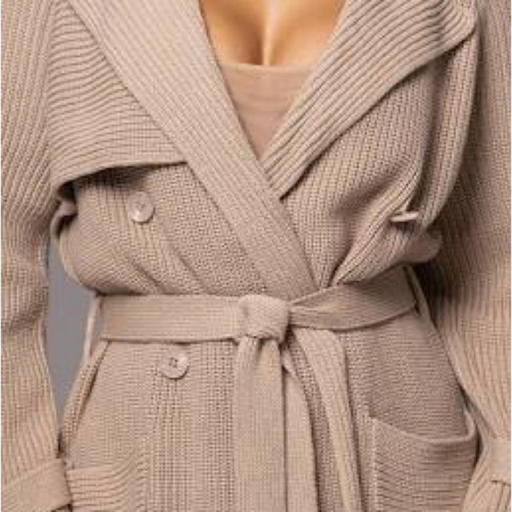 Elegant Belted Knit Cardigan by JLUXLABEL